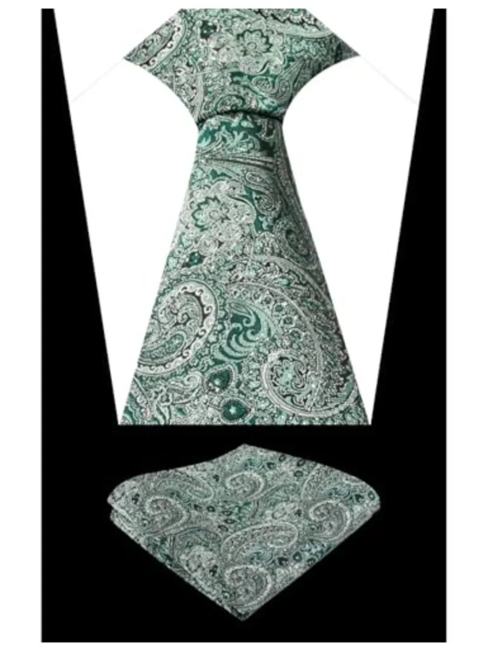 Polyester Paisley Tie & Handkerchief Set, Men's Accessory, One Size